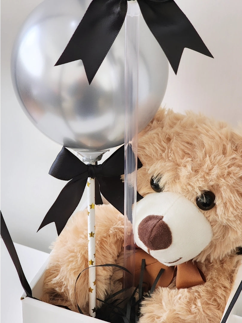 Birthday Bubble Balloon (black and silver)