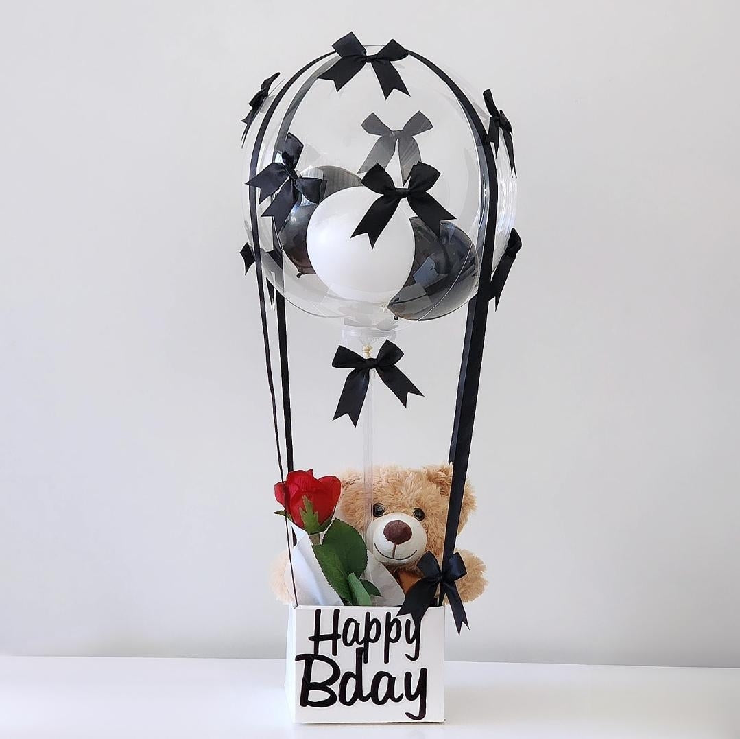 Birthday Bubble Balloon (ribbons & rose)