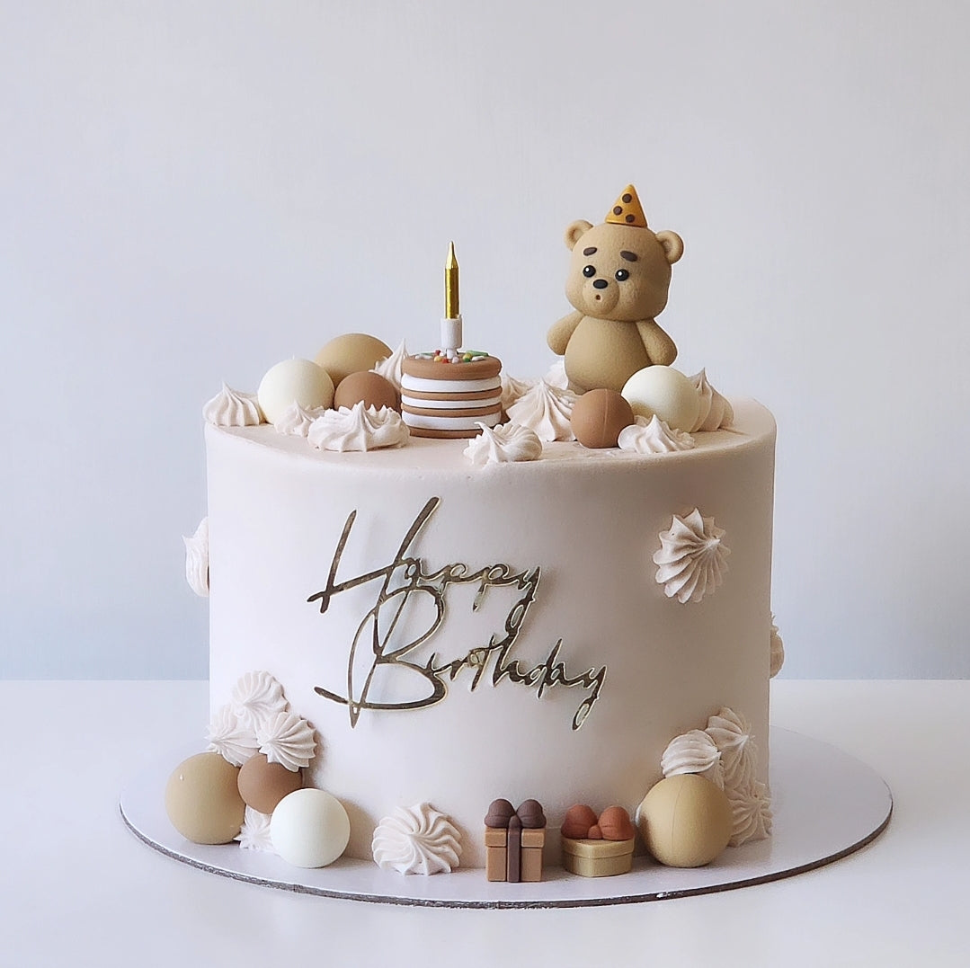 Bear buttercream birthday cake with details Sydney next day delivery