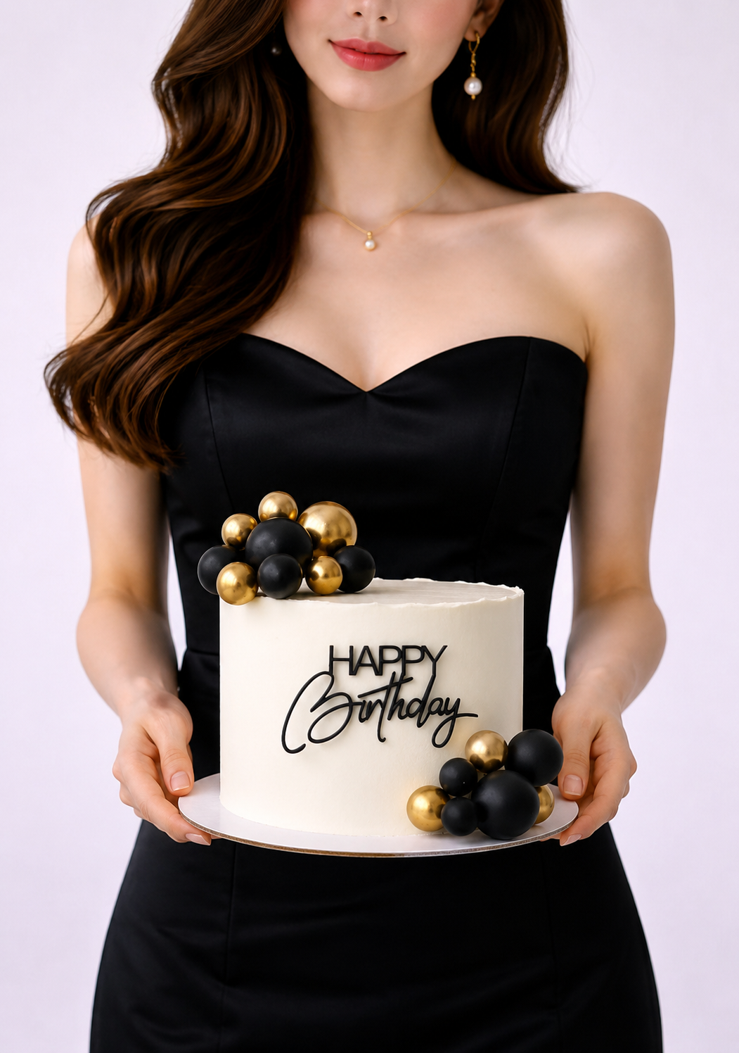 Birthday cake with black and gold balls sydney. 