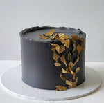 Black buttercream birthday cake with gold details Sydney next day delivery