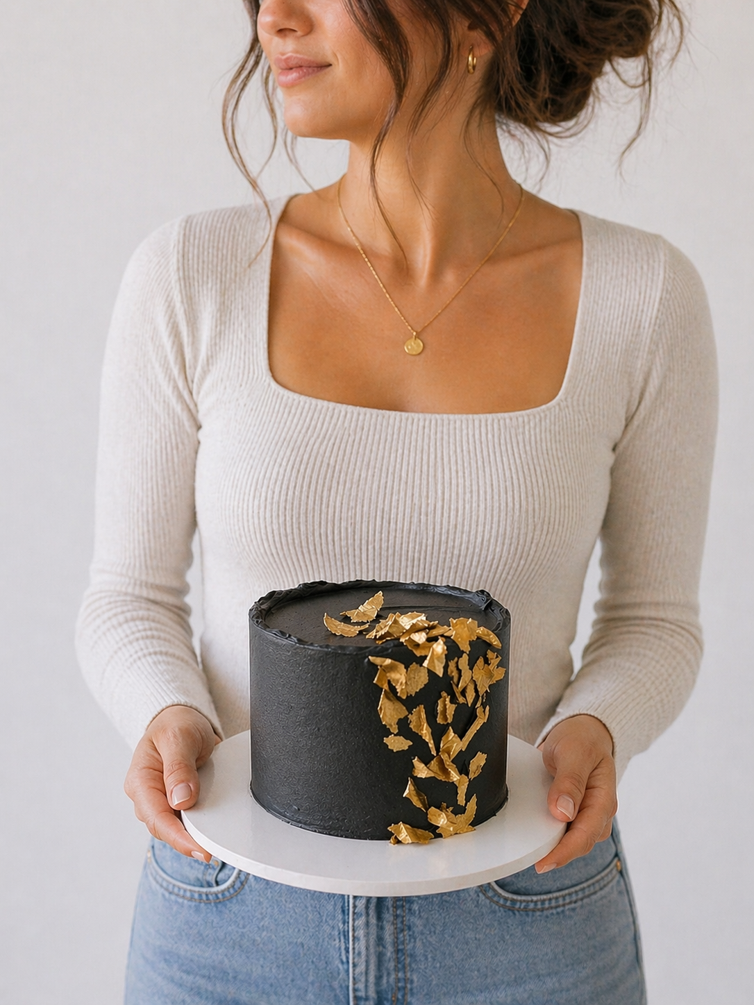 Black cake with gold leaf decorations sydney 