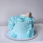 Blue cake piping macarons birthday sydney 