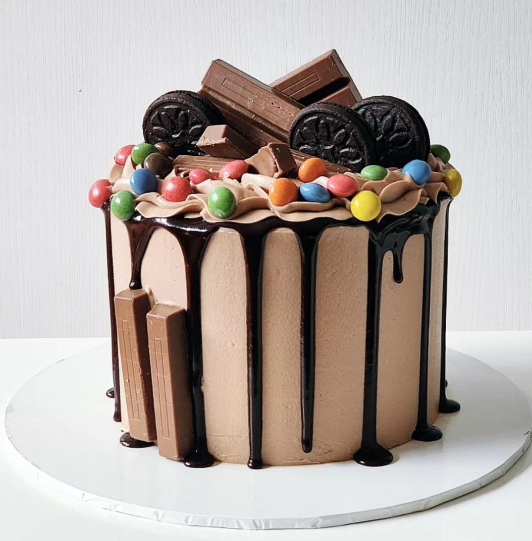 Chocolate buttercream birthday cake with chocolate details Sydney next day delivery