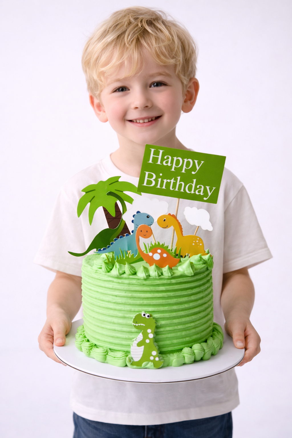  green birthday cake with dinosaur decorations sydney