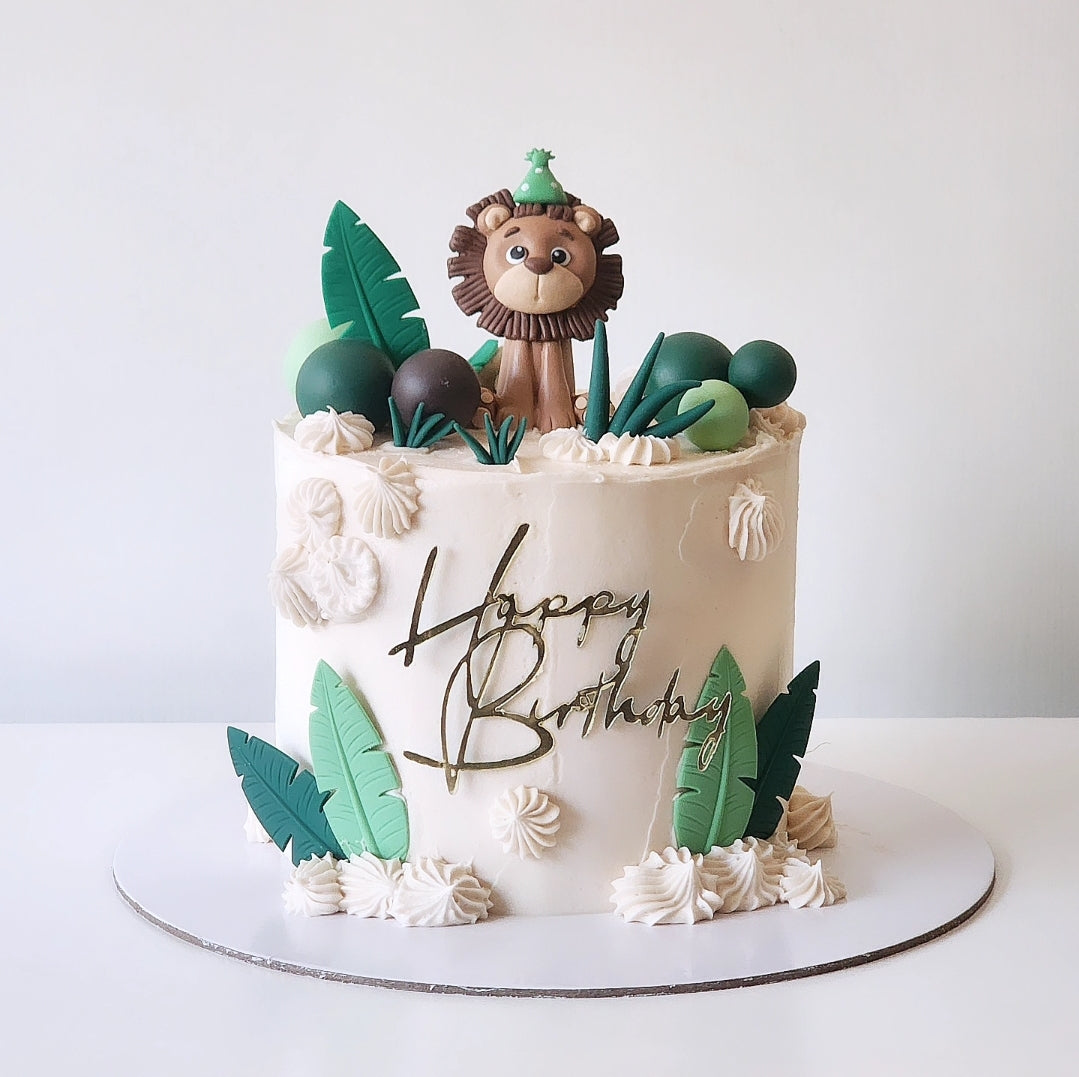 Lion buttercream birthday cake with details Sydney next day delivery