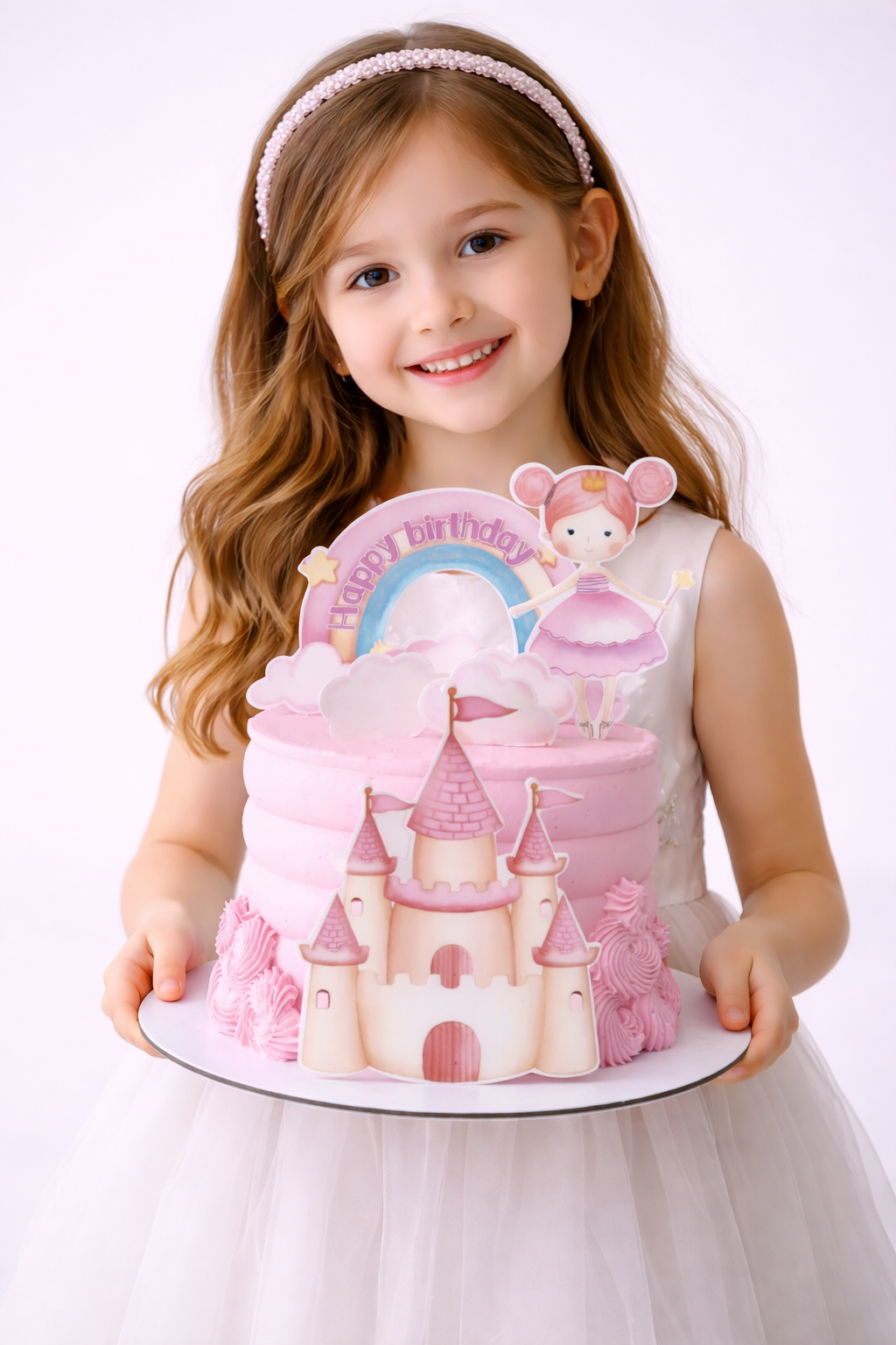  pink birthday cake with castle sydney