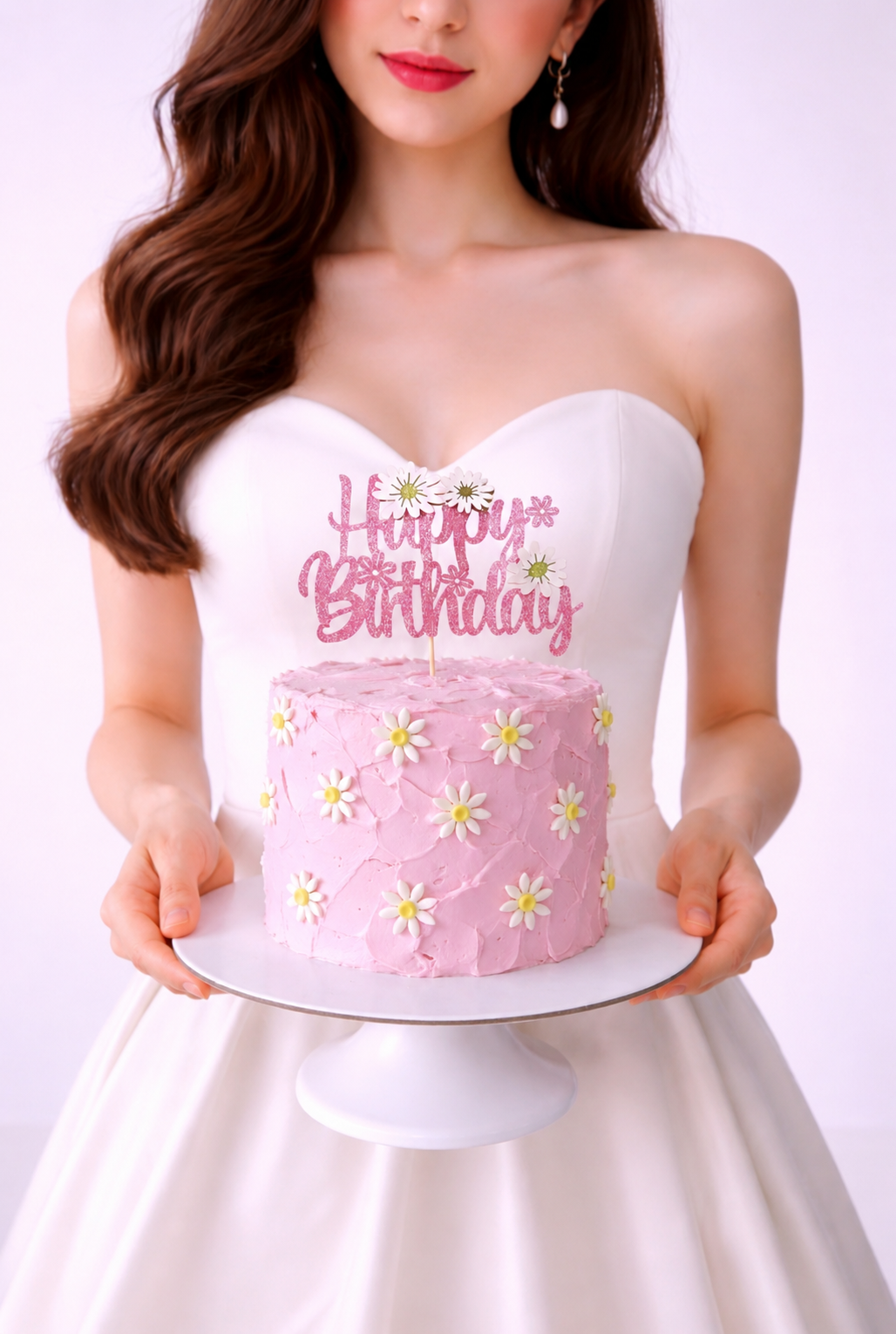  pink birthday cake with 'Happy Birthday' and daisy's,  sydney