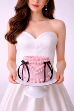 Pink vintage vake with piping and black ribbon , sydney
