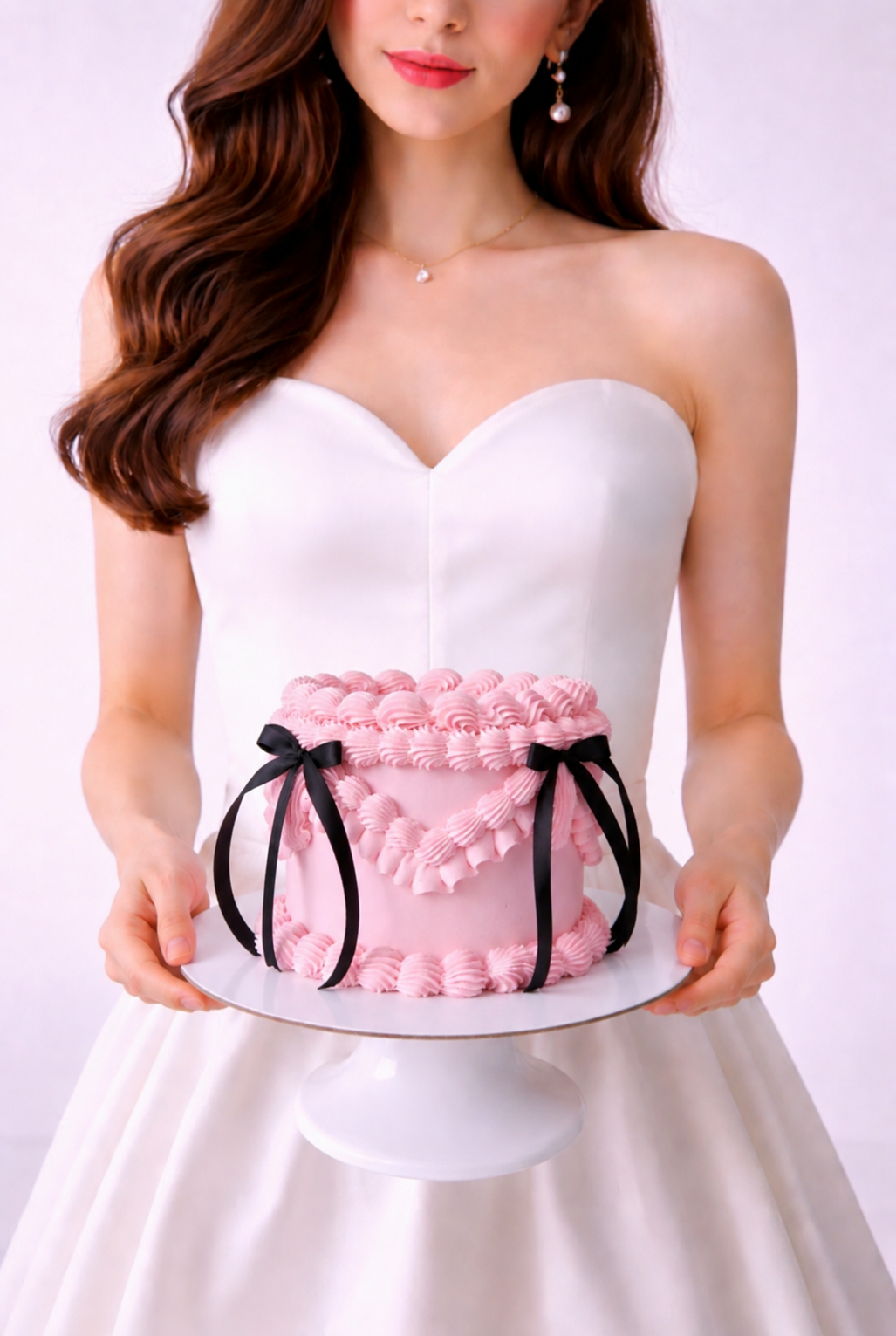 Pink vintage vake with piping and black ribbon , sydney