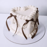  Vintage Ivory Heart Cake with Brown Satin Ribbons, sydney
