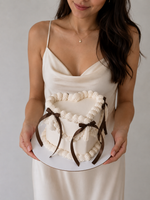  Vintage Ivory Heart Cake with Brown Satin Ribbons, sydney