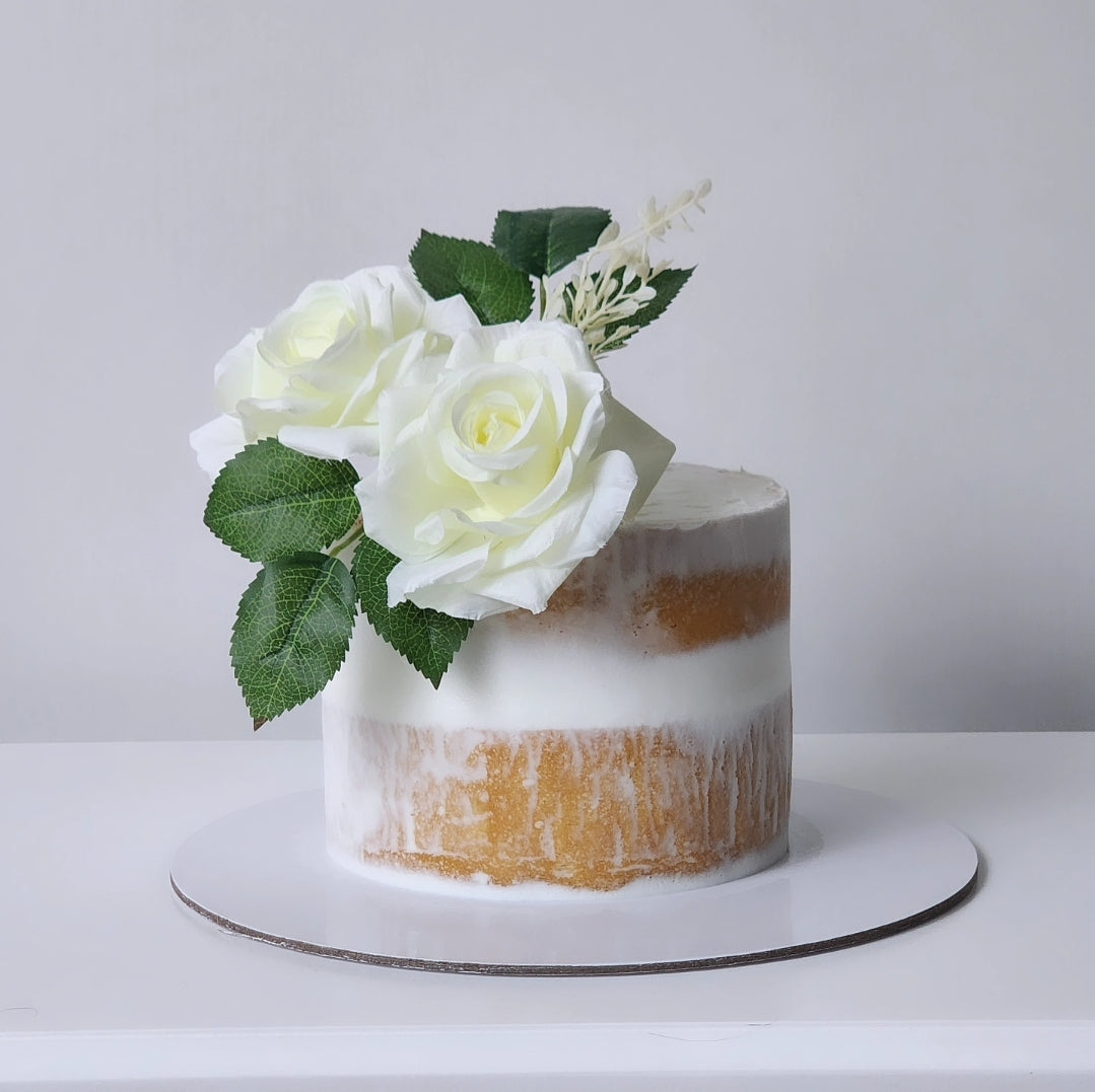 White frosted buttercream birthday cake with flower details Sydney next day delivery