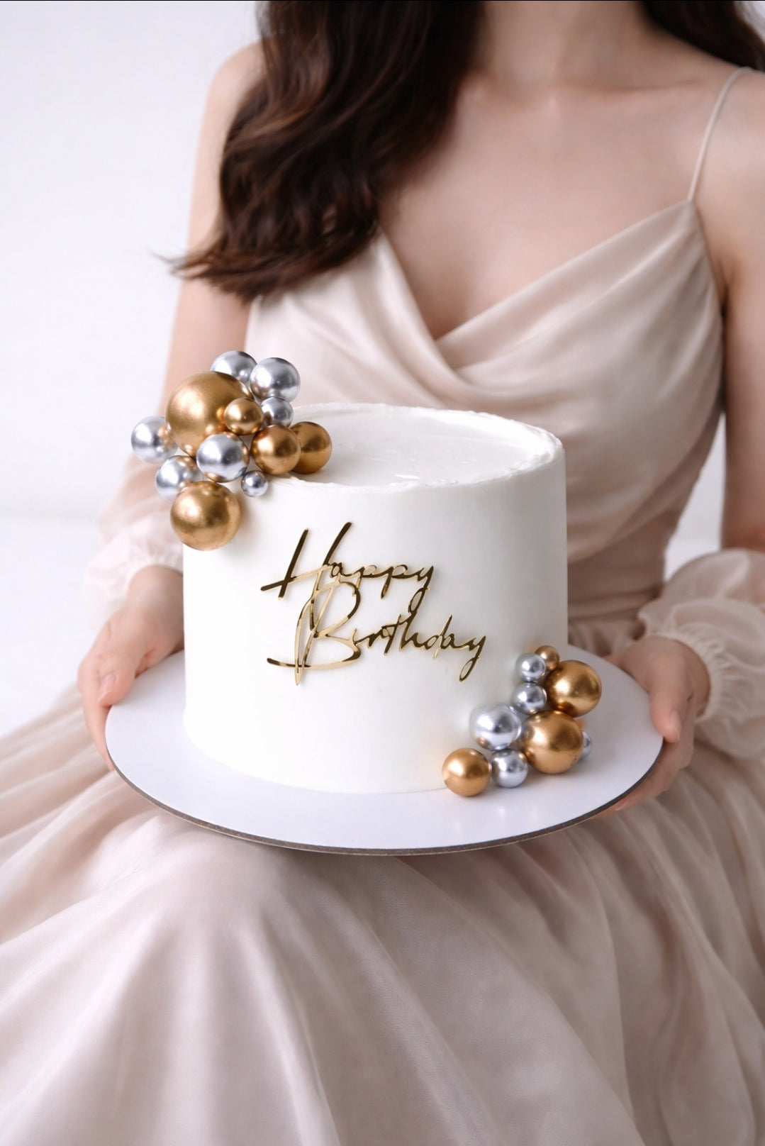 White buttercream birthday cake with gold details Sydney next day delivery