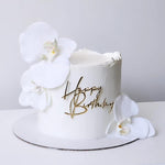 Whitebuttercream birthday cake with gold cake topper and textures details Sydney next day delivery