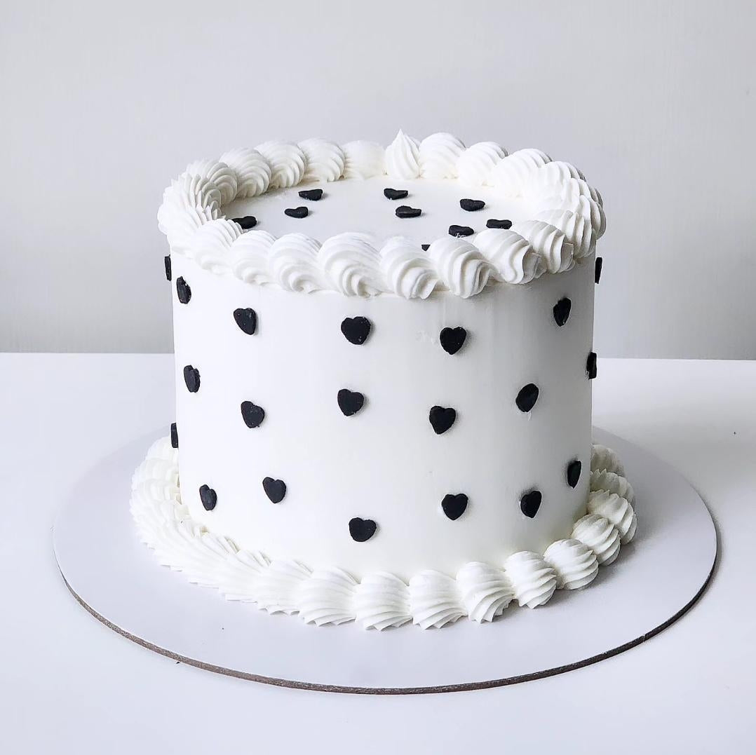 White buttercream birthday cake with heart details Sydney next day delivery