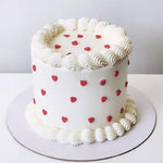 White buttercream birthday cake with heart red details Sydney next day delivery