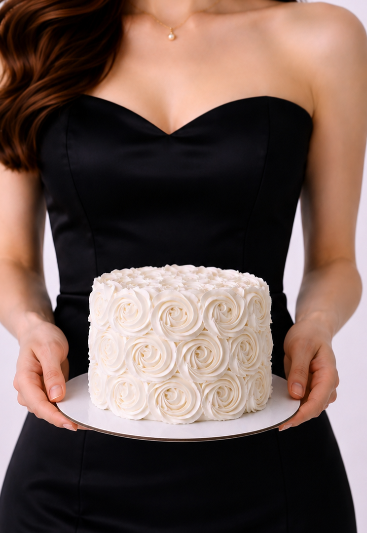 white cake with rosette piping , sydney