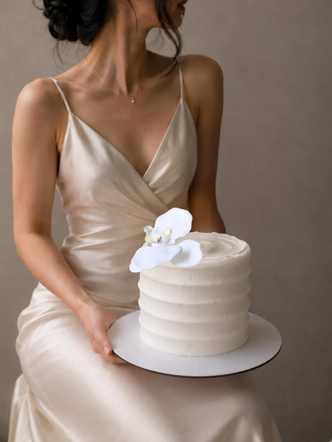 White textured plain cake with flower sydney