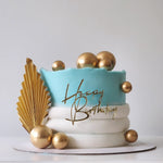 White and blue buttercream birthday cake with gold details Sydney next day delivery