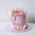 Pink buttercream birthday butterfly cake with gold details Sydney next day delivery