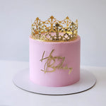 Pink buttercream birthday cake with crown details Sydney next day delivery