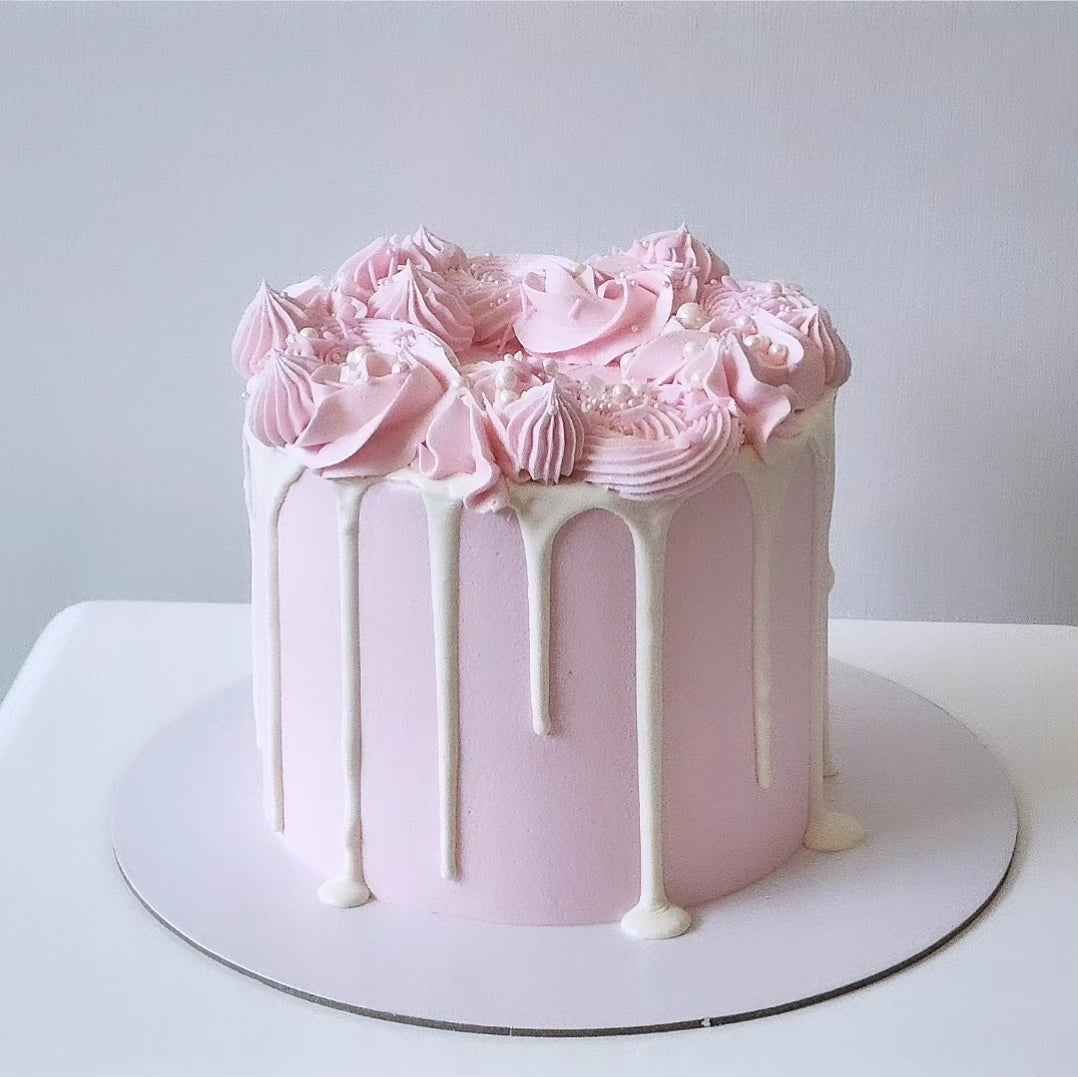 Pink buttercream birthday cake with spinkle details Sydney next day delivery