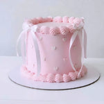 Pink buttercream birthday cake with heart details Sydney next day delivery
