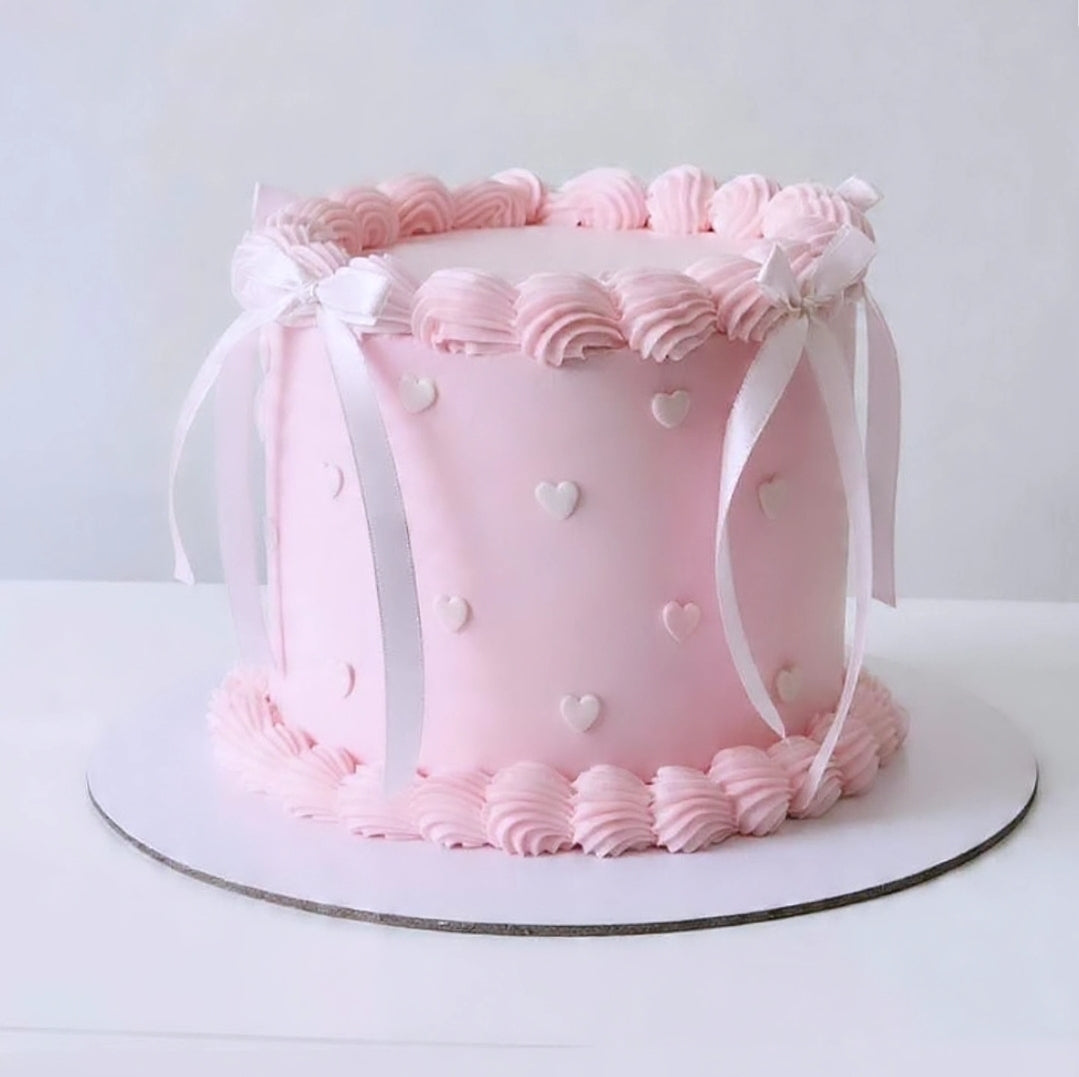 Pink buttercream birthday cake with heart details Sydney next day delivery