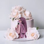 Pink hijab buttercream birthday cake with flower details Sydney next day delivery