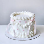 White buttercream birthday cake with pink heart details Sydney next day delivery